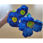 Vlčí máky,  textilní dekorace, květina modrá 60cm